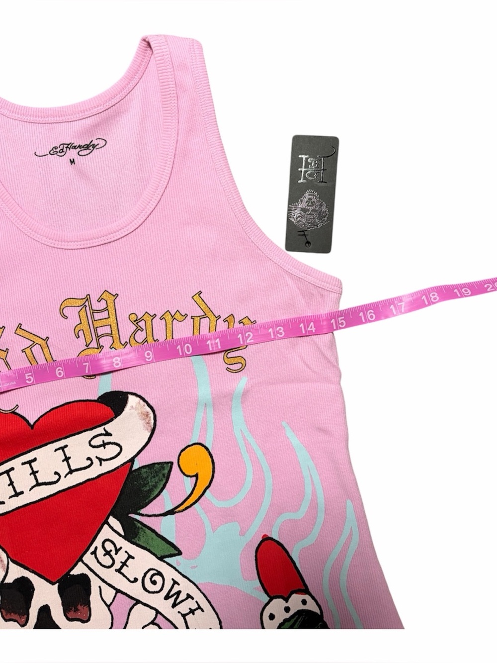 NWT ED HARDY RETRO FLASH RIB TANK DRESS PINK MEDIUM - Picture 5 of 6